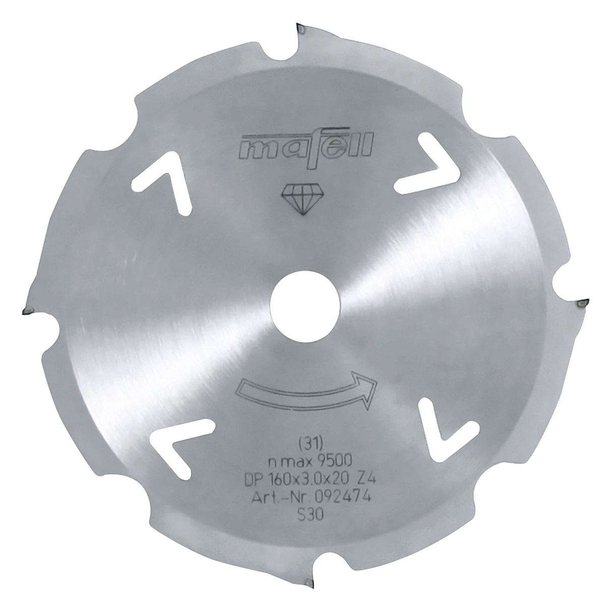 Mafell saw blade diamond, 160 x 2.4/3.0 x 20 mm, Z 4, FZ/TR, for cement-bound materials - 092474