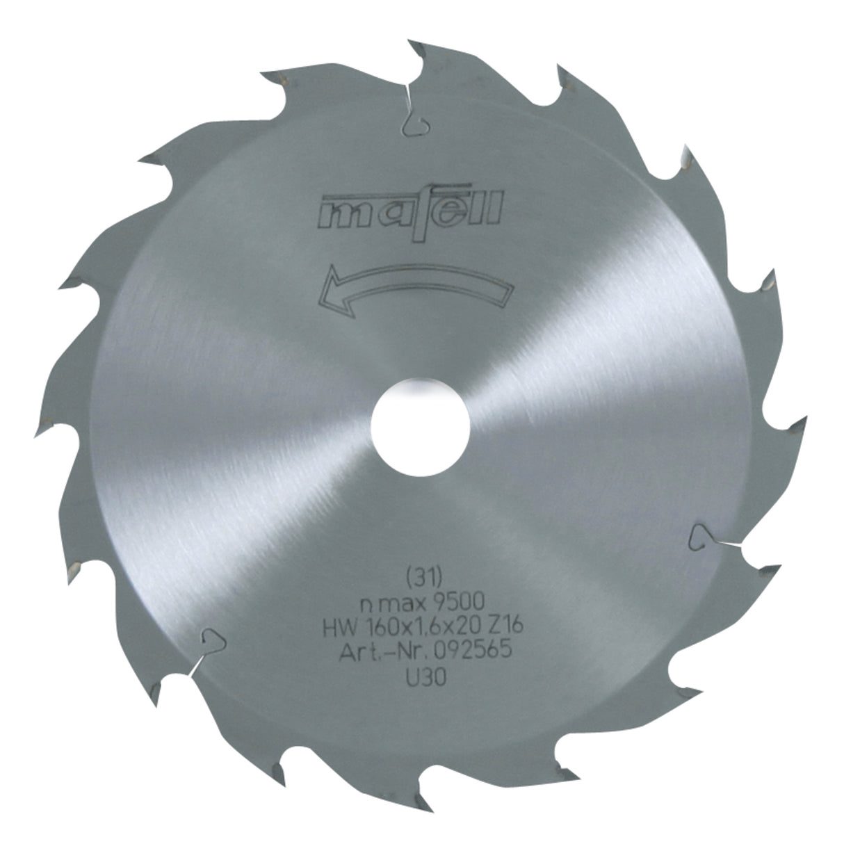 Mafell saw blade HM, 160 x 1.1/1.6 x 20 mm, 16 Z, FZ/FA, for universal use in wood, Battery ideal - 092565