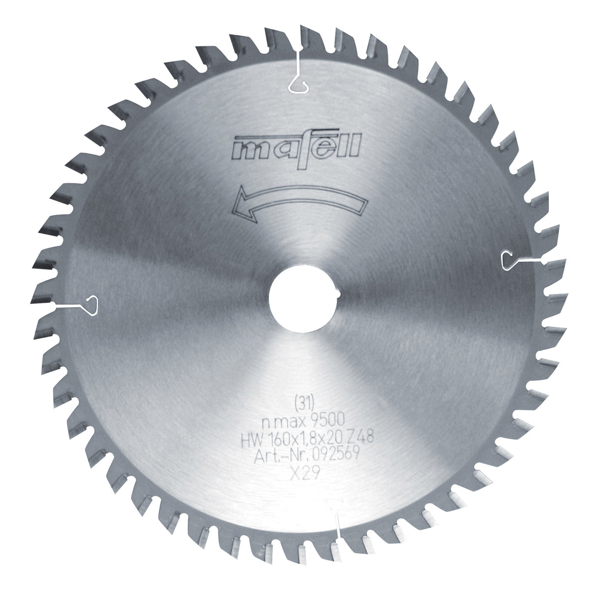 Mafell Sägeblatt-HM, 160 x 1,2/1,8 x 20 mm, Z 48, FZ/TR, für Schichtstoffplatten (Trespa) - 092569