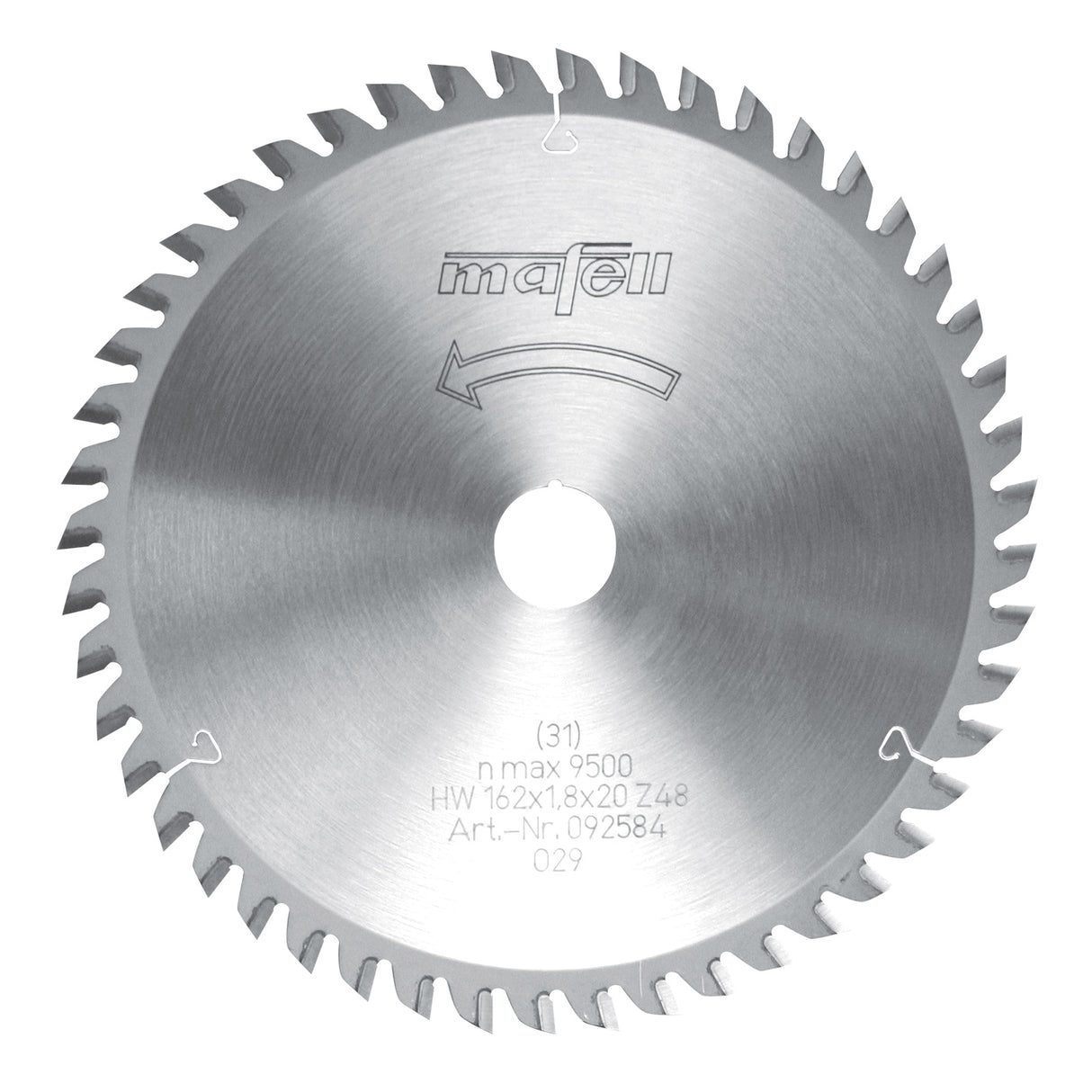 Mafell Sägeblatt-HM, 162 x 1,2 / 1,8 x 20 mm, Z 48, WZ, für universellen Einsatz in Plattenwerkstoffen - 092584